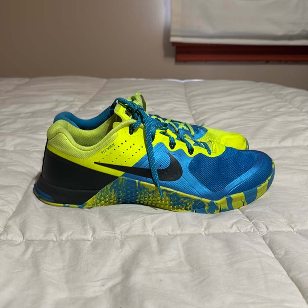 Nike Kids Blue and Lime Green Sneakers